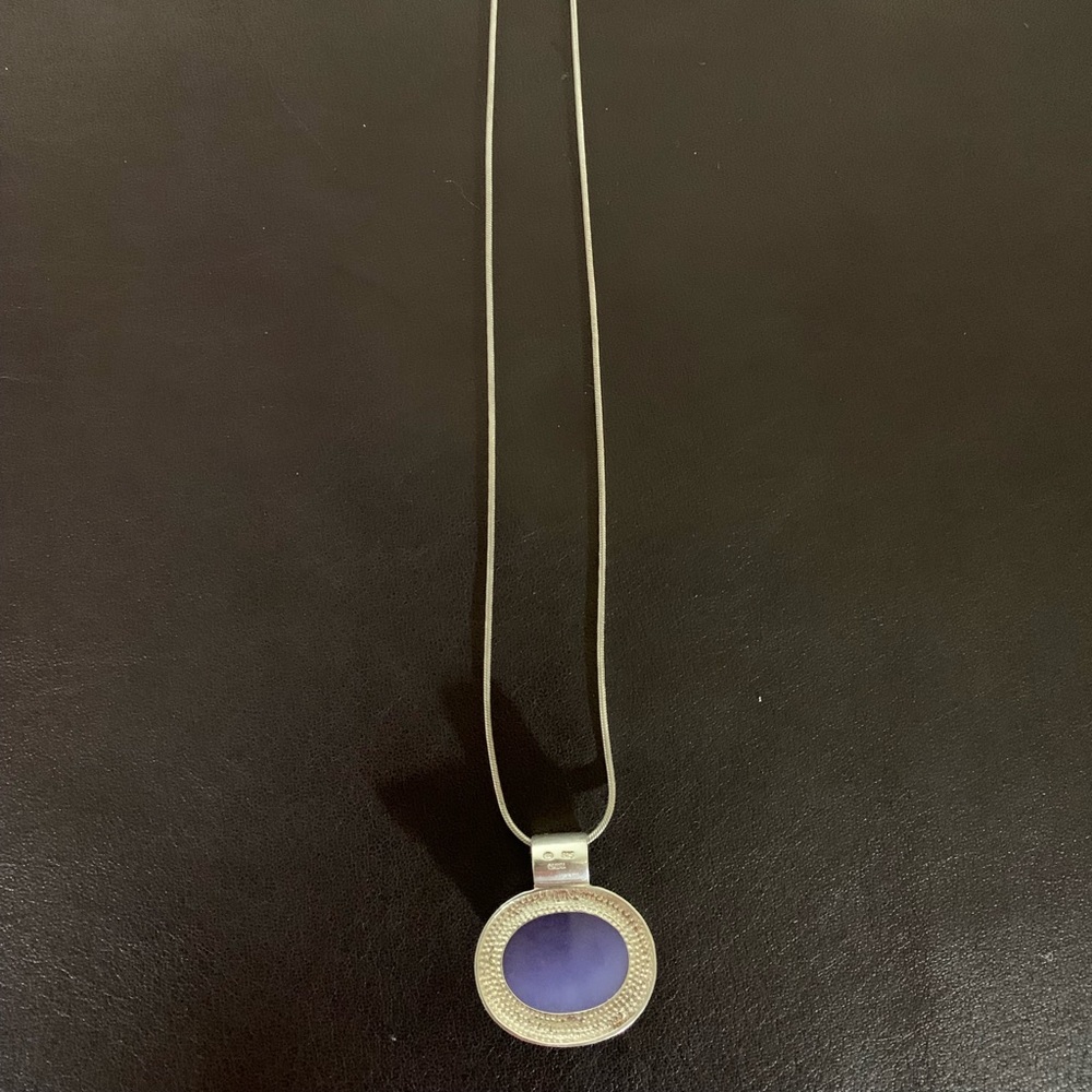Vintage 925 Sterling Silver Purple Jade Necklace